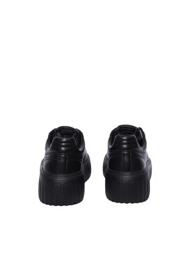 Hogan H Stripes Sneakers With Round Toe And Reinforced Heel In Black