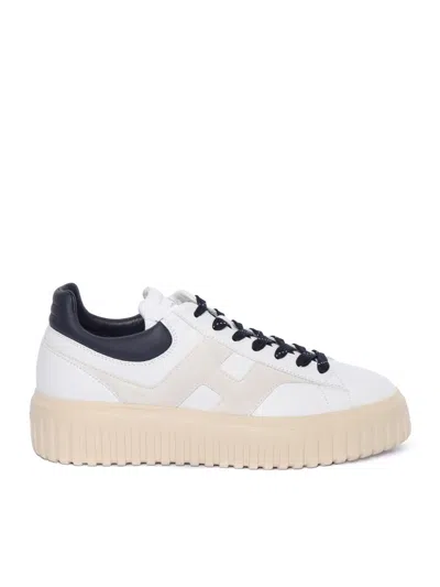 Hogan Lace-up White Sneakers With Logo Patch In White