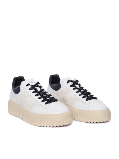 Hogan Lace-up White Sneakers With Logo Patch In White