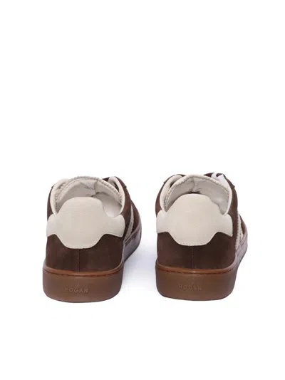 Hogan Rubber Sole Suede Finish Sneakers In Brown