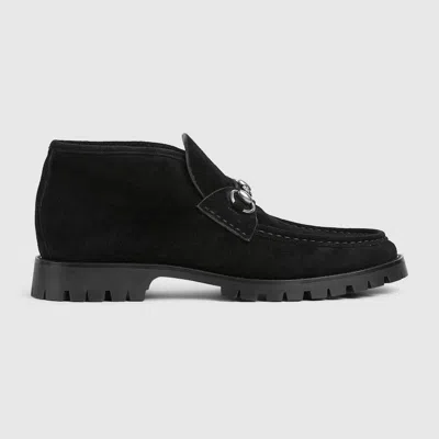 Gucci Horsebit Suede Ankle Boots In Black