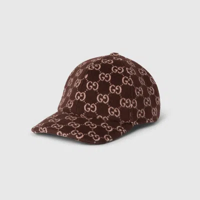 Gucci Gg Canvas Wool Baseball Cap In Burgundy
