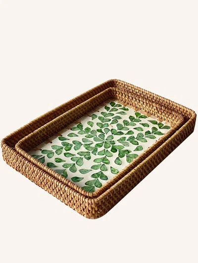 Lintico Shell Handmade Rattan Colorful Storage Tray In Brown