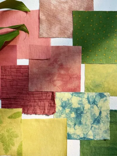 Lintico Blooming Botanical Hand-dyed Cotton Linen Patchwork Kit (13 Swatches) In Multi