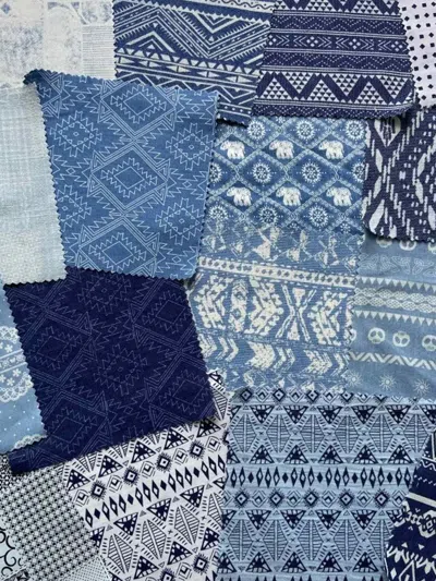 Lintico Denim Fabric Scraps Kit For Diy Patchwork (5 Pieces) In Blue