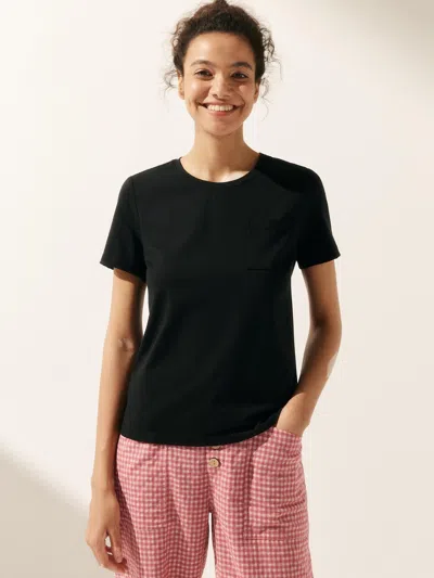 Lintico Stretch-knit Bamboo Classic Basic Tee Belle In Black