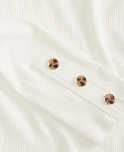 On 34th Womens Button Cuff Boatneck Top Xxs 4x Macys Exclusive In White