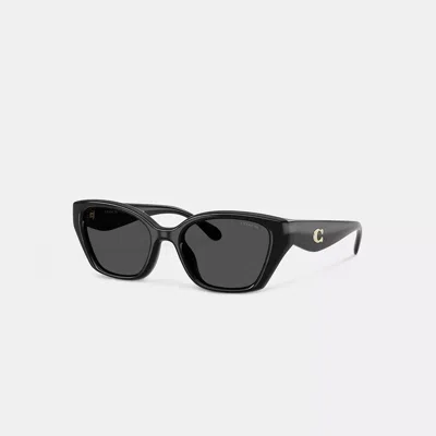Coach Maxi Sculpted C Oversized Rectangle Sunglasses In Black