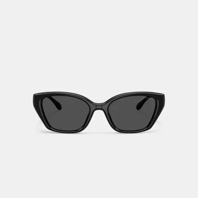 Coach Maxi Sculpted C Oversized Rectangle Sunglasses In Black