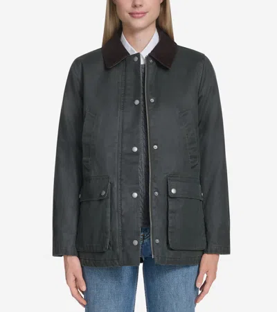 Cole Haan Waxed Cotton Hunter Jacket In Green