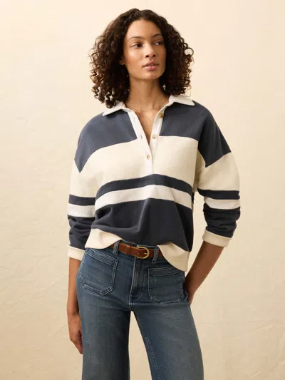 Faherty High Standard Fleece Rugby Top Retro Moon In Blue