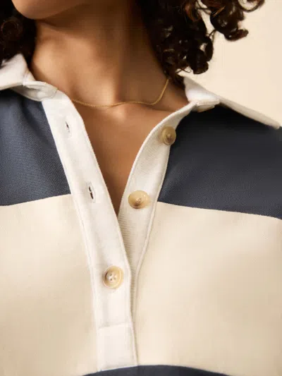 Faherty High Standard Fleece Rugby Top Retro Moon In Blue