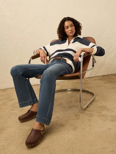 Faherty High Standard Fleece Rugby Top Retro Moon In Blue