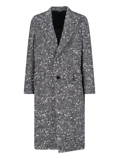 Dolce & Gabbana Herringbone Coat In Gray