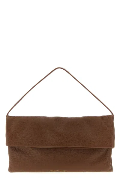 Elisabetta Franchi Signature Shoulder Bag Top Handle In Brown
