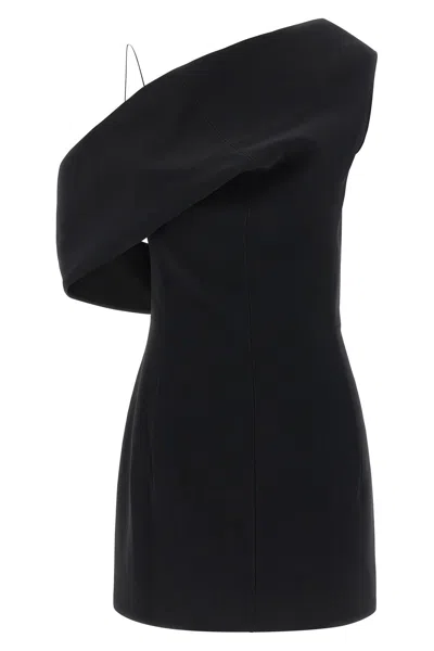 Jacquemus One Shoulder Mini Dress With Asymmetric Neckline In Black