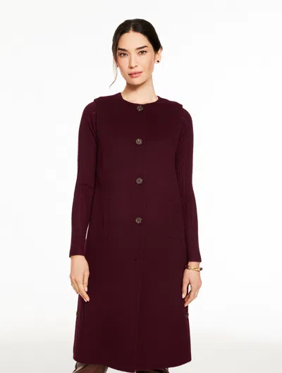 Talbots Plus Petite - Double Face Wool Blend Topper Vest - Rich Burgundy - 3x