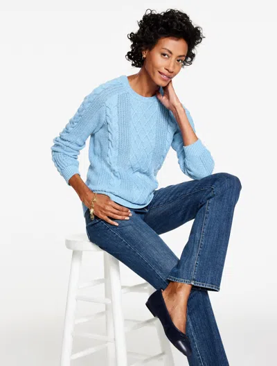 Talbots Plus Petite - Cable Knit Crewneck Sweater - Marl - Blue Wave Heather Marl - 3x - 100% Cotton