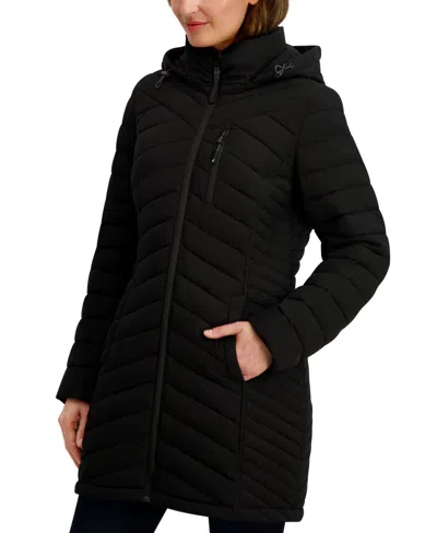 Nautica Women's Hooded Water-resistant Puffer Coat In Black