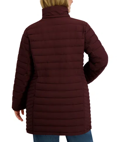 Nautica Women's Hooded Water-resistant Puffer Coat In Burgundy