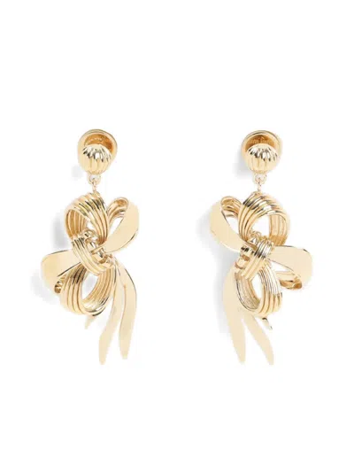 Miu Miu Drop Earrings With Knot Detail And Polish In Gold