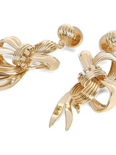 Miu Miu Drop Earrings With Knot Detail And Polish In Gold