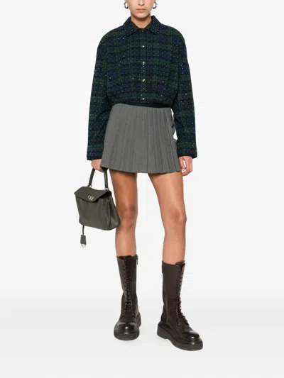 Maje Box-pleated Skirt In Gray