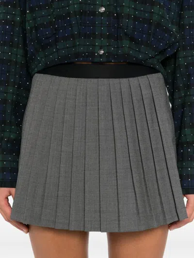 Maje Box-pleated Skirt In Gray