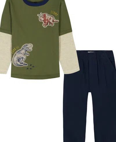Kids Headquarters Toddler And Little Boys 2t-7 2-piece Dinosaur T-shirt And Joggers Set In Multi