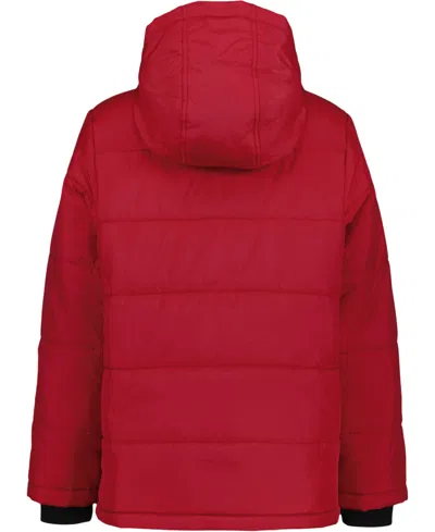 Tommy Hilfiger Big Boys Sleeve Logo Full Zip Puffer Jacket In Red