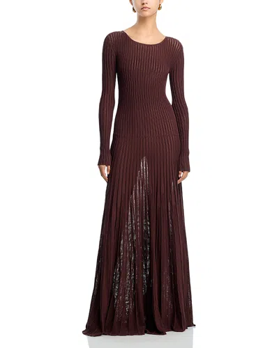 Solid & Striped The Sloane Long Sleeve Pointelle Rib Maxi Sweater Dress In Burgundy