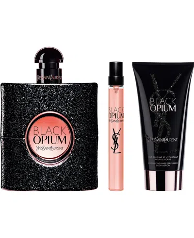 Saint Laurent 3-pc. Black Opium Eau De Parfum With Body Lotion Gift Set In Transparent