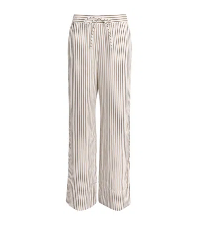 House Of Dagmar Stripe Drawstring Trousers In White