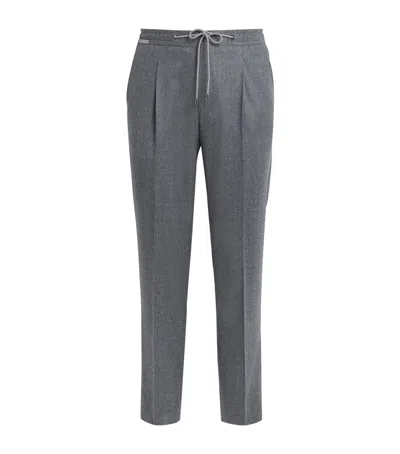 Corneliani Wool Drawstring Trousers In Black