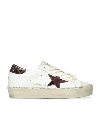 Golden Goose Starry Sneakers With Glitter Heel Tab In White