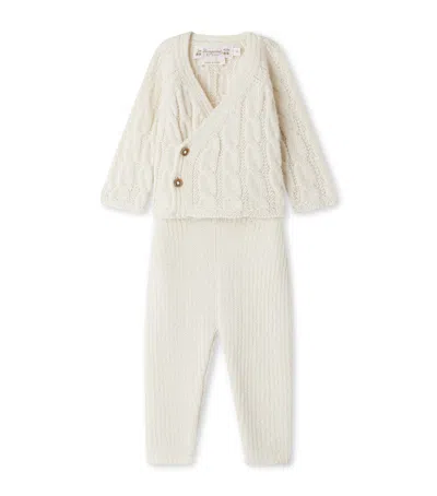 Bonpoint Alpaca Wool-blend Cardigan And Trousers Set In White