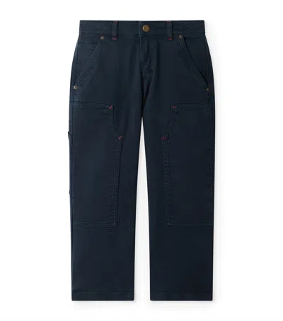 Bonpoint Ewann Navy Blue Cotton Trousers In Black