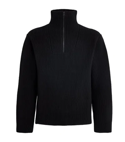 Mackage Wool Mario Quarter-zip Sweater In Black