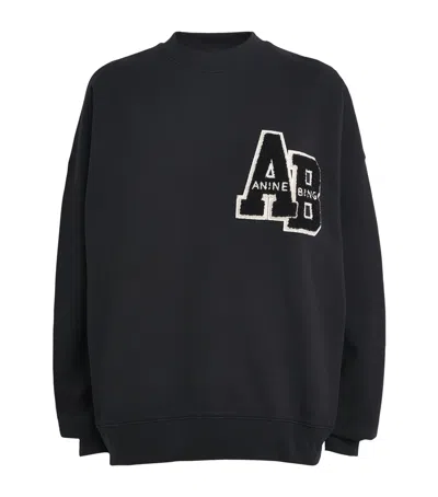 Anine Bing Miles Letterman Oversized Sweatshirt In Black