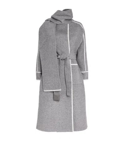 Maje Long Double-faced Coat In Gray