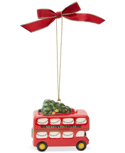 Spode Christmas Tree Brit Double Decker Bus Ornament In Green