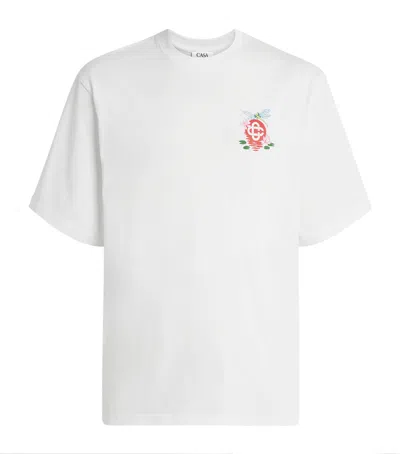 Casablanca Oversized T-shirt With Dragonfly Floral Print In White