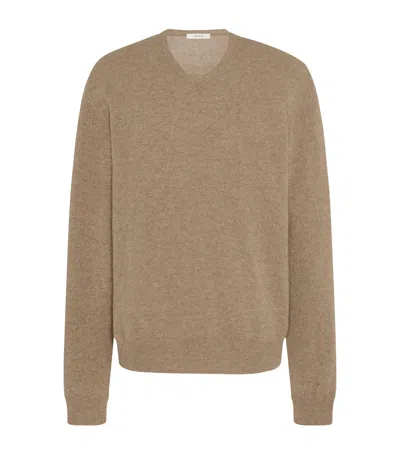 The Row V-neck Long Sleeve Knit Sweater In Brown