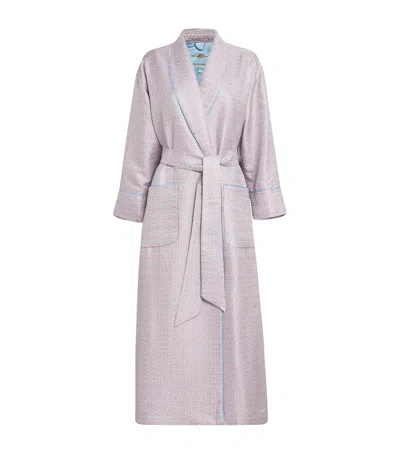 Daniel Hanson Silk Daisy Medallion Jacquard Robe In Pink
