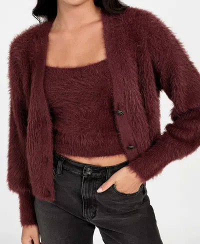 Guess Keyla Fuzzy Cardigan In Brown