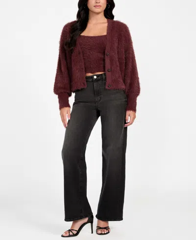 Guess Keyla Fuzzy Cardigan In Brown