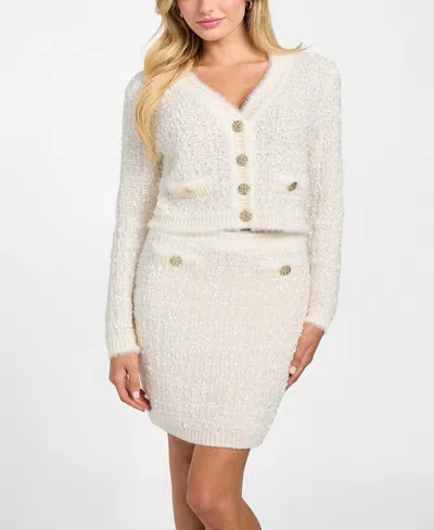 Guess Women's Aomori Tape Detail V-neck Sweater In White