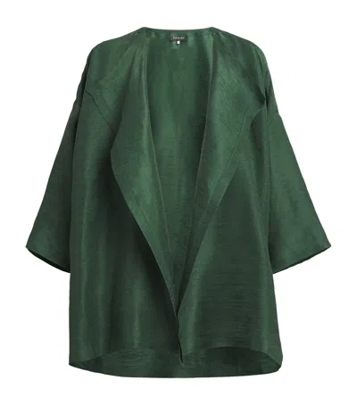 Eskandar Silk Wide A-line Jacket In Green