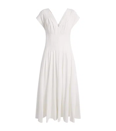 Simkhai Nina Pleated Cotton-blend Poplin Midi Dress In White
