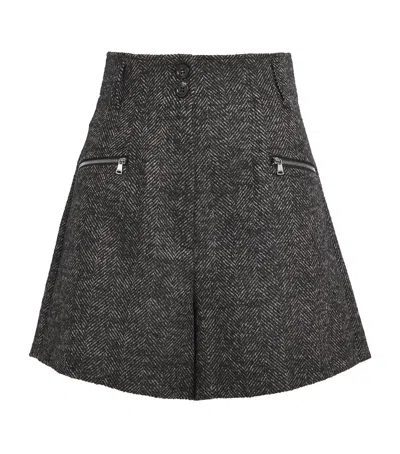 Max Mara Chevron Pattern High Waist Shorts In Gray